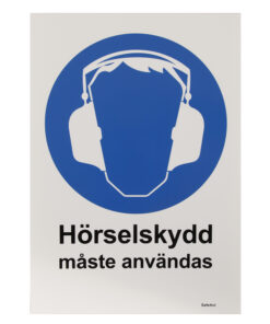 Skylt Hörselskydd måste användas A4
