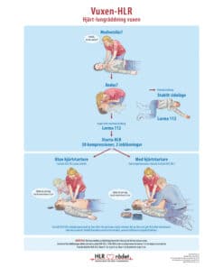 Plansch Vuxen-HLR med ram, 50x70cm