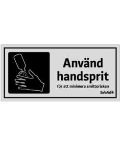 Skylt Använd handsprit